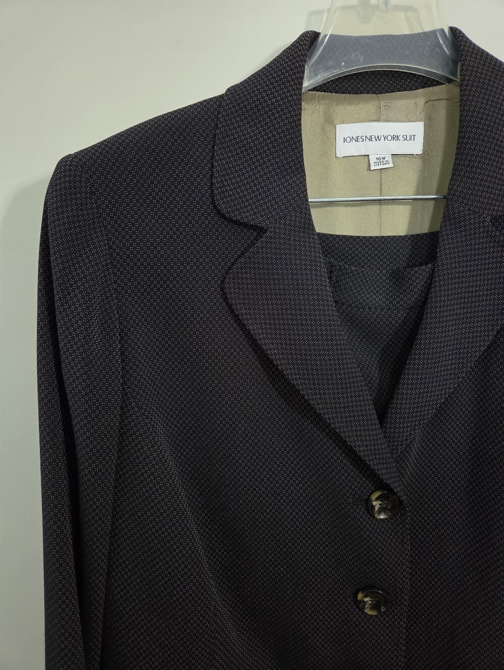 Womens 2 Piece Skirt Suit Jones NY Dark Gray Corporate Office wear Button Blazer
